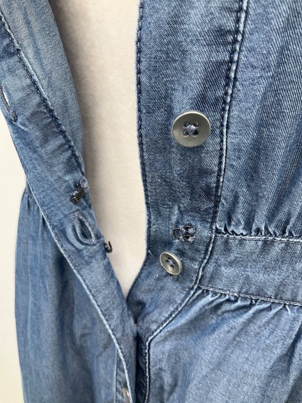 J. Jill Chambray XS Sleeveless tank Blue Dress with Pockets Button-Up - Picture 6 of 11